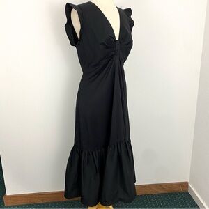 Bailey 44 Wanda size L Black Ruffle Sleeve Sleeveless Midi Dress EUC